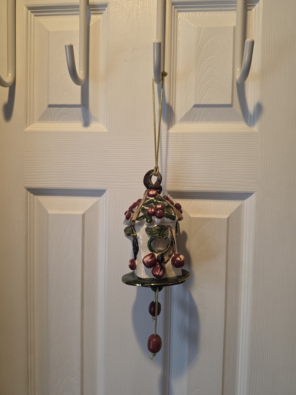 Vintage 2001 Blue Sky Clayworks Hanging Birdhouse Tealight Votive Candle Holder